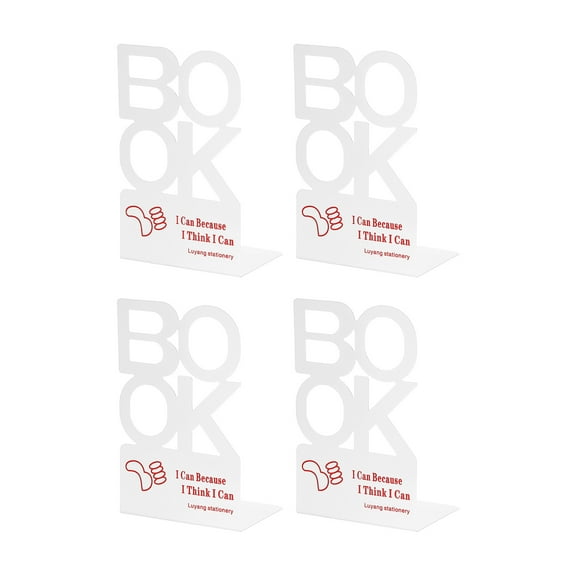 Uxcell Metal Bookend with Alphabet Shaped, 4.13x5.04x8.07'', White 2 Set