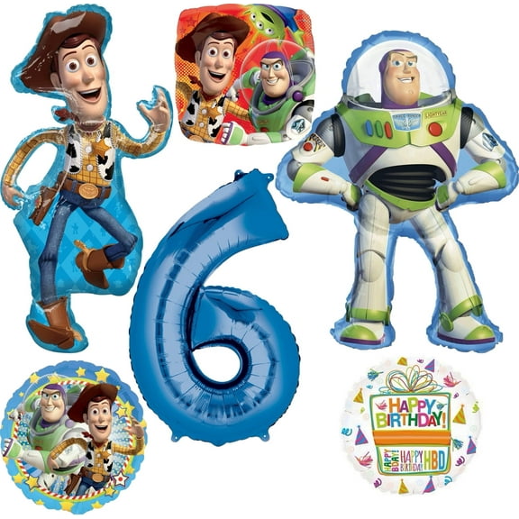 Toy Story Woody and Buzz Lightyear's 6th Birthday Party Supplies Balloon Bouquet Decorations