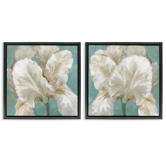 Stupell Industries White Iris Flower Plants & Flowers Painting Black Floater Framed Canvas Art Print Wall Art, 18 x 18, Set of 2