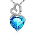 thumbnail image 2 of Infinity 4.0 Carat TCW Heart Cut Gemstone Blue Topaz 925 Sterling Silver Necklace Pendant and Earrings 3 Pieces Jewelry Set, 2 of 4