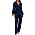 thumbnail image 2 of Riforla Casual Jumpsuit Long Sleeve Belted Sequin Jumpsuit Jumpsuits for Women Dark Blue M, 2 of 6