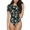 thumbnail image 2 of Fotbe Daisies Flowers Women's Crew Neck Short Sleeves Bodysuit Tops Round Neck Slim Sleeveless Soft Comfortable Basic-XX-Large, 2 of 7