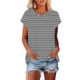 thumbnail image 2 of Mujeres de Manga Corta Tops Casual Cuello Redondo Impresión Blusa Poliéster Ligero Top, Camisa de las Señoras de la Moda para el Hogar Diario Y el Uso Cómodo, 2 of 9