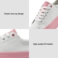 thumbnail image 3 of Women’s Men’s Platform Sneakers Low Top PU Leather Shoe Casual Breathable Lace Up Shoes Fashion Platform Walking Sneakers, 3 of 5