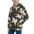 thumbnail image 2 of Uemuo Lilies Flowers Pattern Hooded Sweatshirt for Youth Pullover with Kangaroo Pocket Trendy youth sweatshirt Casual Hoodie for Boys and Girls-Small, 2 of 6