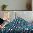 thumbnail image 3 of Cartoon Soft Flannel Fleece Throw Blanket, Fox with Heart and Dots Pattern, Cozy Plush for Indoor and Outdoor Use, 70" x 90", Dark Salmon Azure Blue, by Ambesonne, 3 of 5