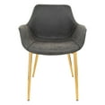 thumbnail image 2 of Markley Modern Leather Dining Arm Chair With Gold Metal Legs Set of 2 - Charcoal Black, 2 of 7