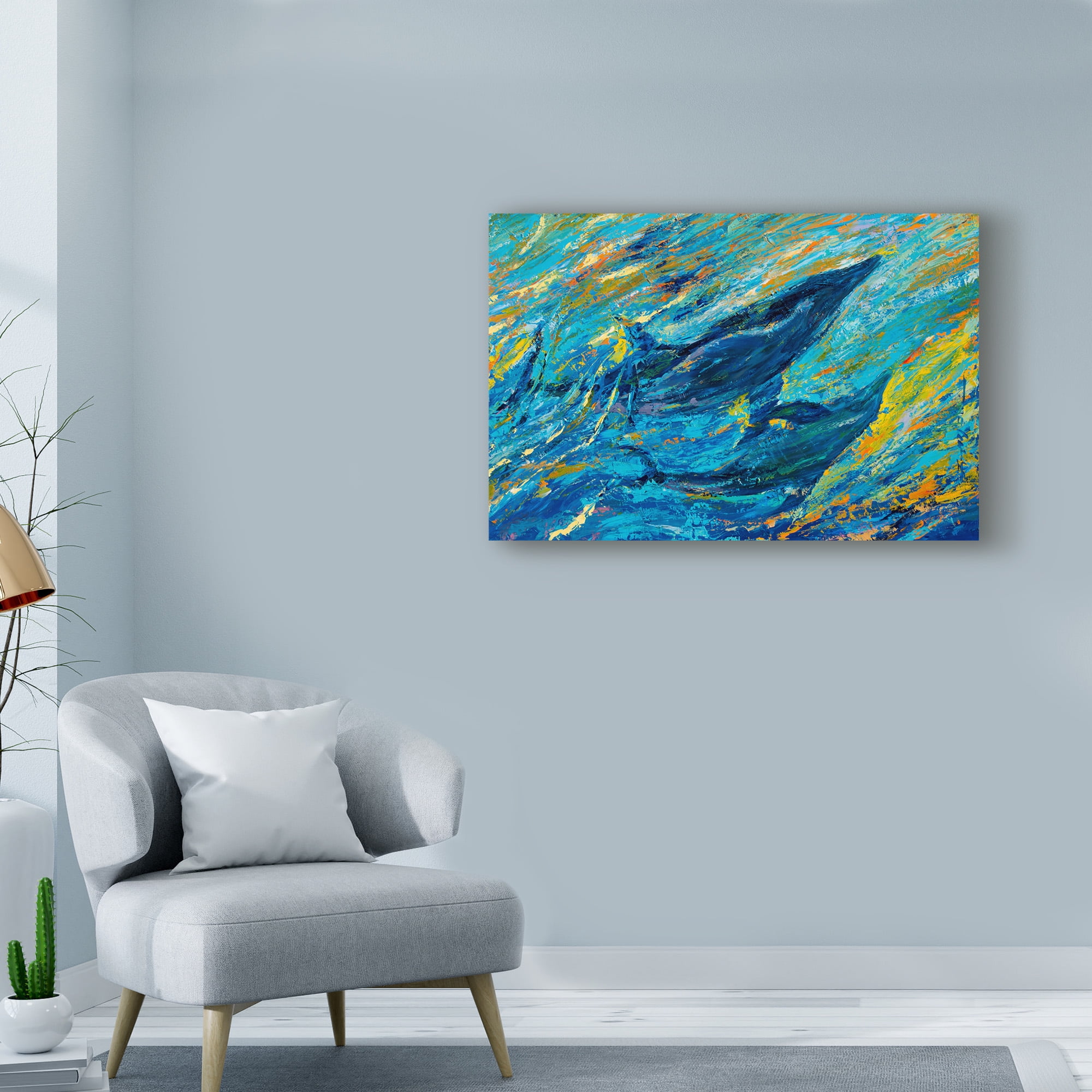 Trademark Fine Art 'Just Off The Reef Spinner Dolphins Mother And Calf' Canvas Art by Lucy P. Mctier