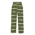thumbnail image 6 of dazeni Linen Capris Pants for Women Casual Straight Leg Cropped Pants with Pockets Side Split Striped Elastic Waisted Trousers Summer Loungewear Army Green X-Large, 6 of 6