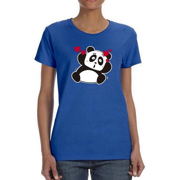 Panda With Hearts. Shaped T-Shirt Women -Image by Shutterstock, Female Large