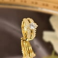 thumbnail image 3 of Sparkle Jewels Wedding Band Enhancer Engagement Ring Set Sterling Silver Yellow Gold Plated, 3 of 6