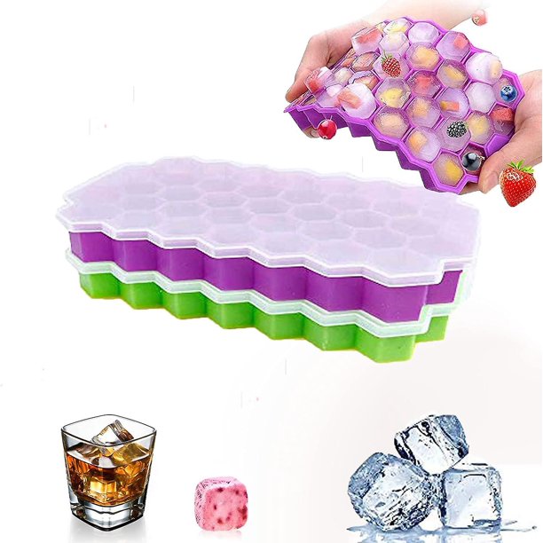 Cubitera con tapa YONGSHENG Sin BPA 2 Moldes para cubitos de hielo 74 bandejas