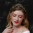 thumbnail image 2 of Baroque Crystal Headband Bridal Vintage Pearl Gemstone Bee Embellished Tiara Crown Luxury Wide Velvet Hair Hoop for Wedding, 2 of 7