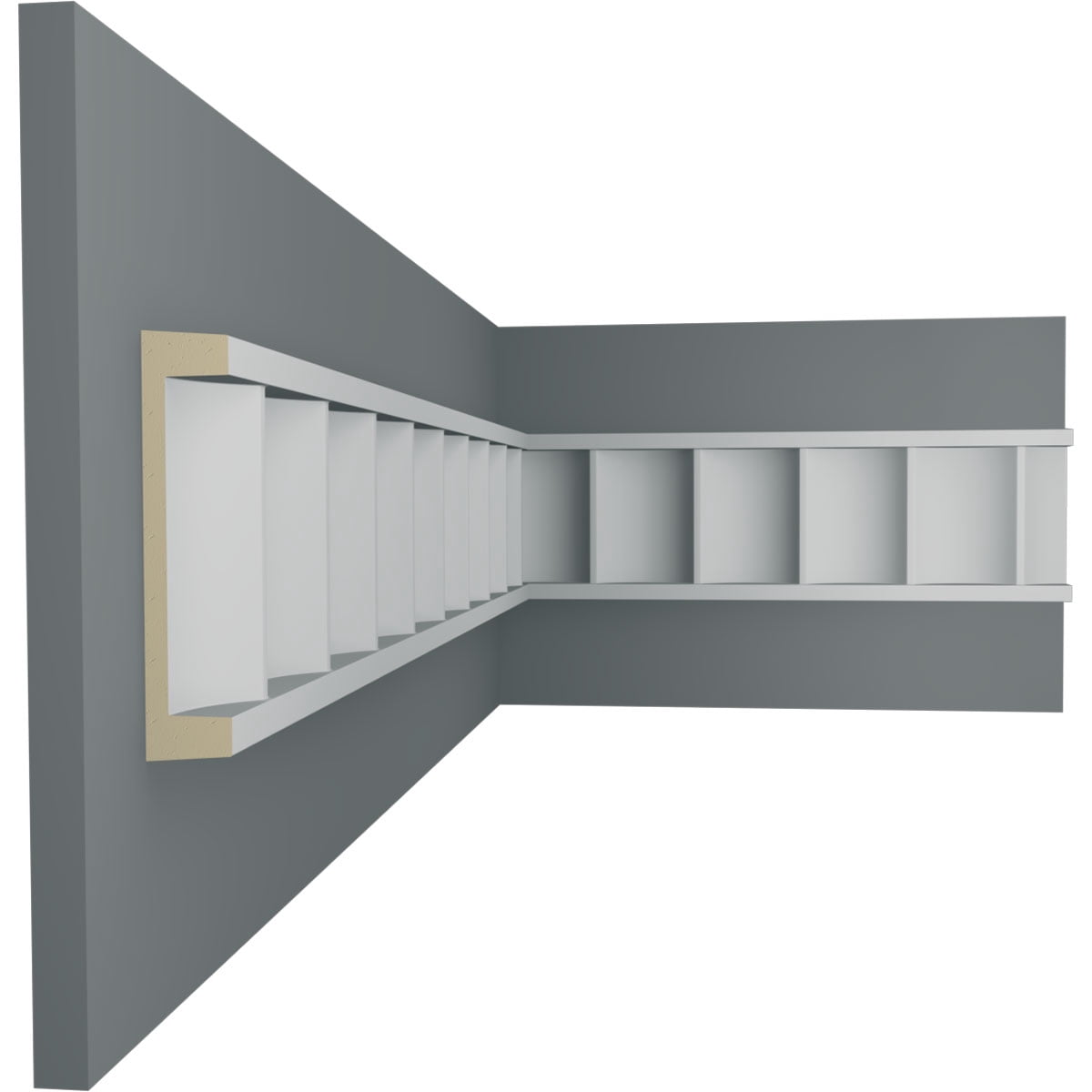 Ekena Millwork 3"H x 5/8"P x 94 1/2"L Lyon Fluted Chair Rail (8-Pack)
