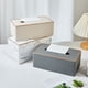 thumbnail image 2 of Nvzi Caja de pañuelos rectangular con tapa, caja de pañuelos de cuero cortado, organizador moderno de toallas de papel facial, dispensador de pañuelos de caja de 9,84 x 5,35 x 3,7 pulgadas (blanco), 2 of 3