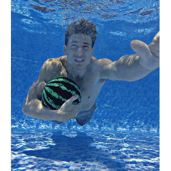 Watermelon Ball – The Ultimate Swimming Pool Game | Pool Ball for Under Water Passing, Dribbling, Diving and Pool Games for Teens, Kids, or Adults | 9 in. Ball Fills with Water