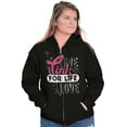 thumbnail image 4 of Breast Cancer Pink for Life Ribbon Zip Hoodie Sweatshirt Women Brisco Brands M, 4 of 6