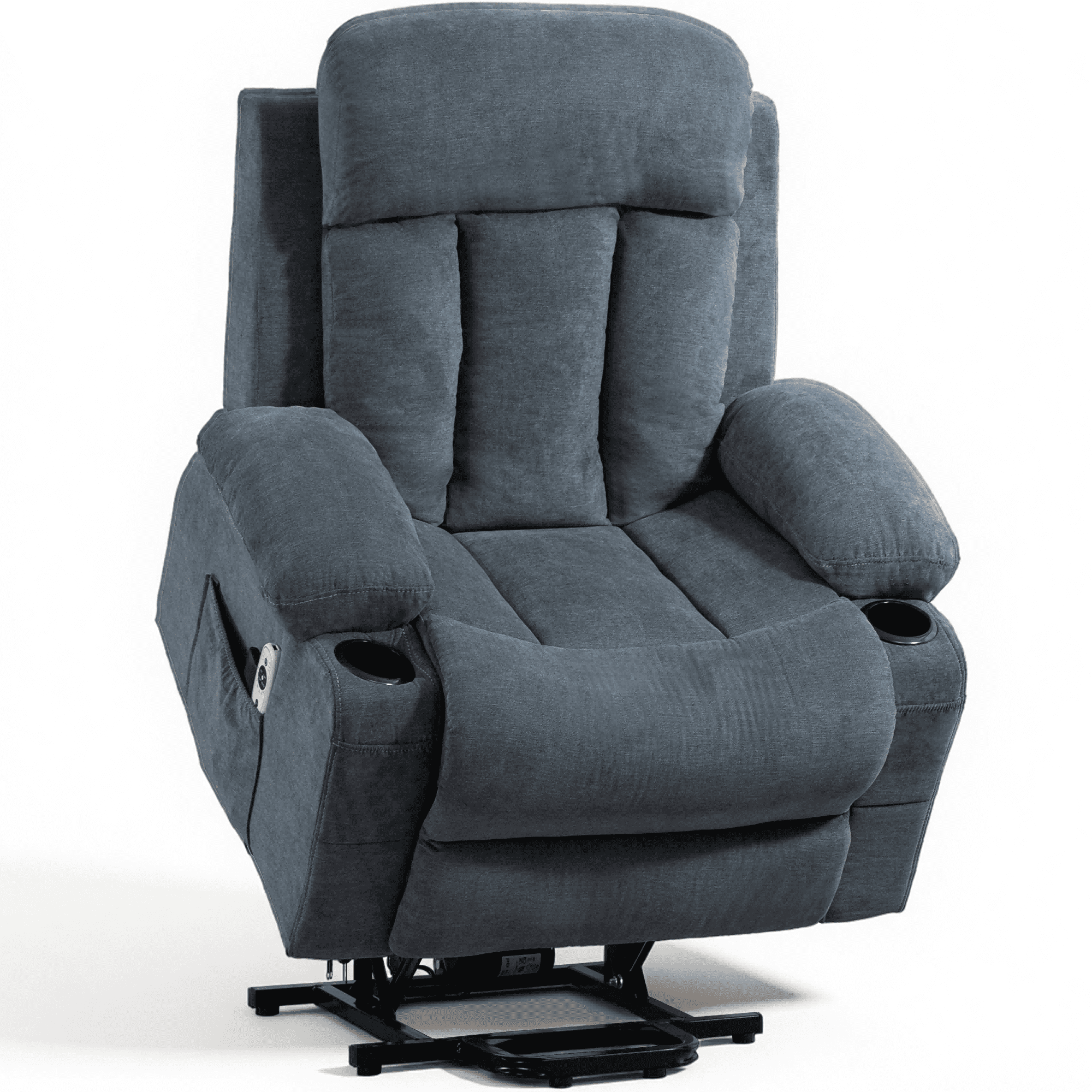 WENTUM Power Lift Recliner Chair for Elderly, Heat and Massage, Chair Side Pocket, USB Charge Port, Remote Control for Living Room, Blue