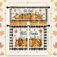 thumbnail image 5 of Mloabuc Fall Buffalo Plaid Kitchen Window Curtains and Valances Set 36 Inch, Hello Pumpkins Leaves Farmhouse Short Tier Curtain for Cafe Living Room Bathroom, Autumn 3 Pieces Set Kitchen Decor, 5 of 6