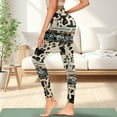 thumbnail image 3 of Renewold American Tribal Cow Print Retro Pocket Yoga Pants for Women Active Yoga Pants Butt Lifting Elastic Essential Leggings Comfy Sportswear Running Tights Ankle Leggings, 3XL, 3 of 8