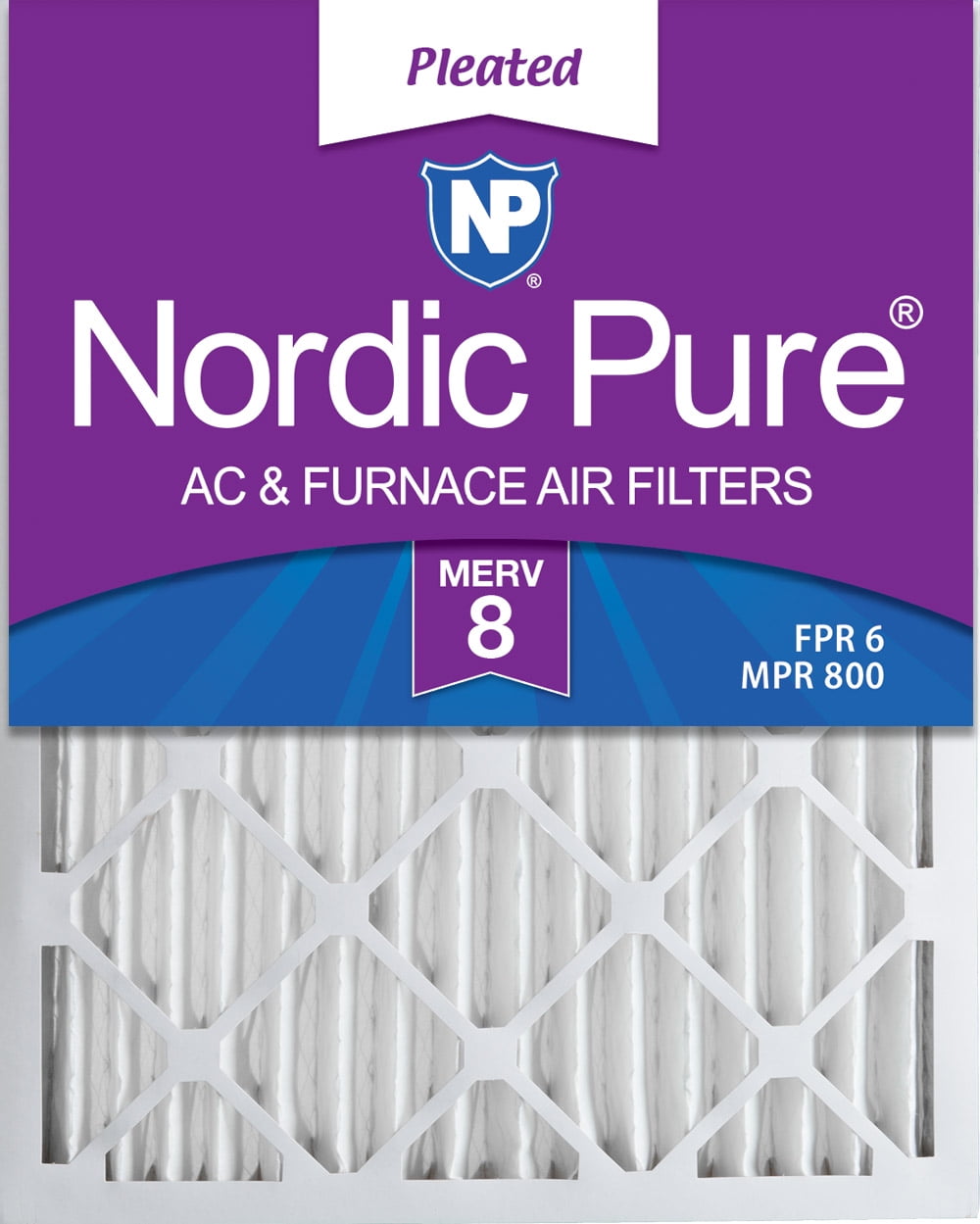Nordic Pure 20x25x2 Pleated MERV 8 Air Filters 12 Pack