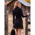 thumbnail image 4 of Long Sleeve Stretch Faux Suede Moto Dress Fringe Tassel Detailing Nashville Concert, 4 of 8
