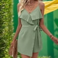 thumbnail image 7 of cfhntfmh Jumpsuit for Women Trendy Deep V Neck Adjustable Strap Layered Belted Outfits Summer Flowy Shorts Rompers, 7 of 7