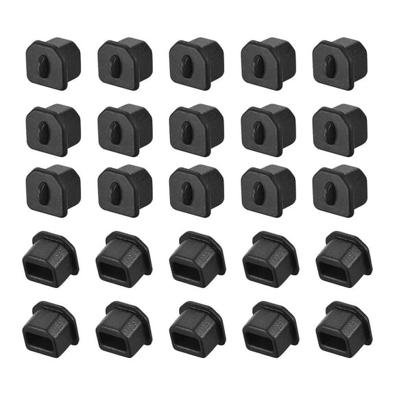 Silicone USB B Anti-Dust Stopper Cap Cover Black 20 pcs
