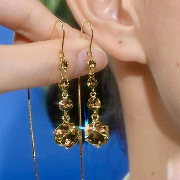 Pendientes para mujer, regalos para mujer. Elegantes pendientes vintage con borlas de cristal sintético, el accesorio perfecto para viajes y vacaciones. Pendientes de aleación.