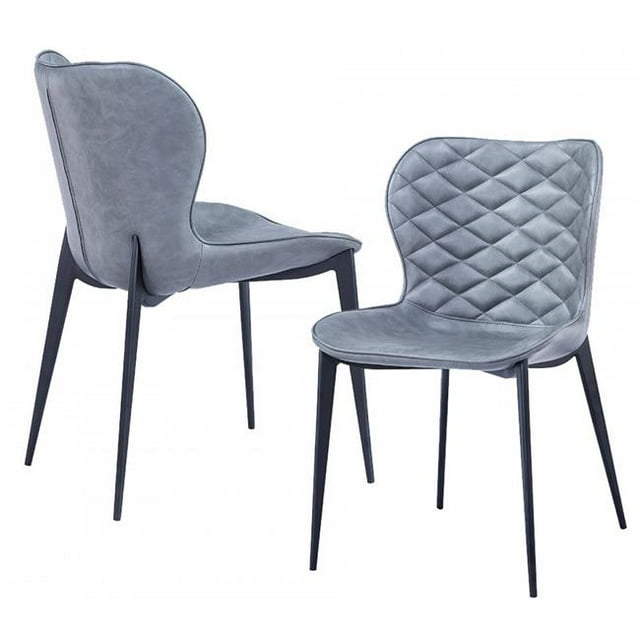 HomeRoots 472230 Gray & Black Modern Dining Chairs - Set of 2