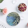 thumbnail image 4 of RYLABLUE Peacock Set of 8 Round Coaster for Drinks, Absorbent Ceramic Stone Coasters Cup Mat with Cork Base for Home Kitchen Room Coffee Table Bar Decor, 4 of 5