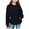 thumbnail image 1 of FAOWME Child Solid Color Hooded Silk Checked Tops Coat Navy 5-6 Years, 1 of 4