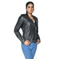 thumbnail image 2 of Sharo Classic Leather Ladies Soft Leather Bikers Jacket, 2 of 10