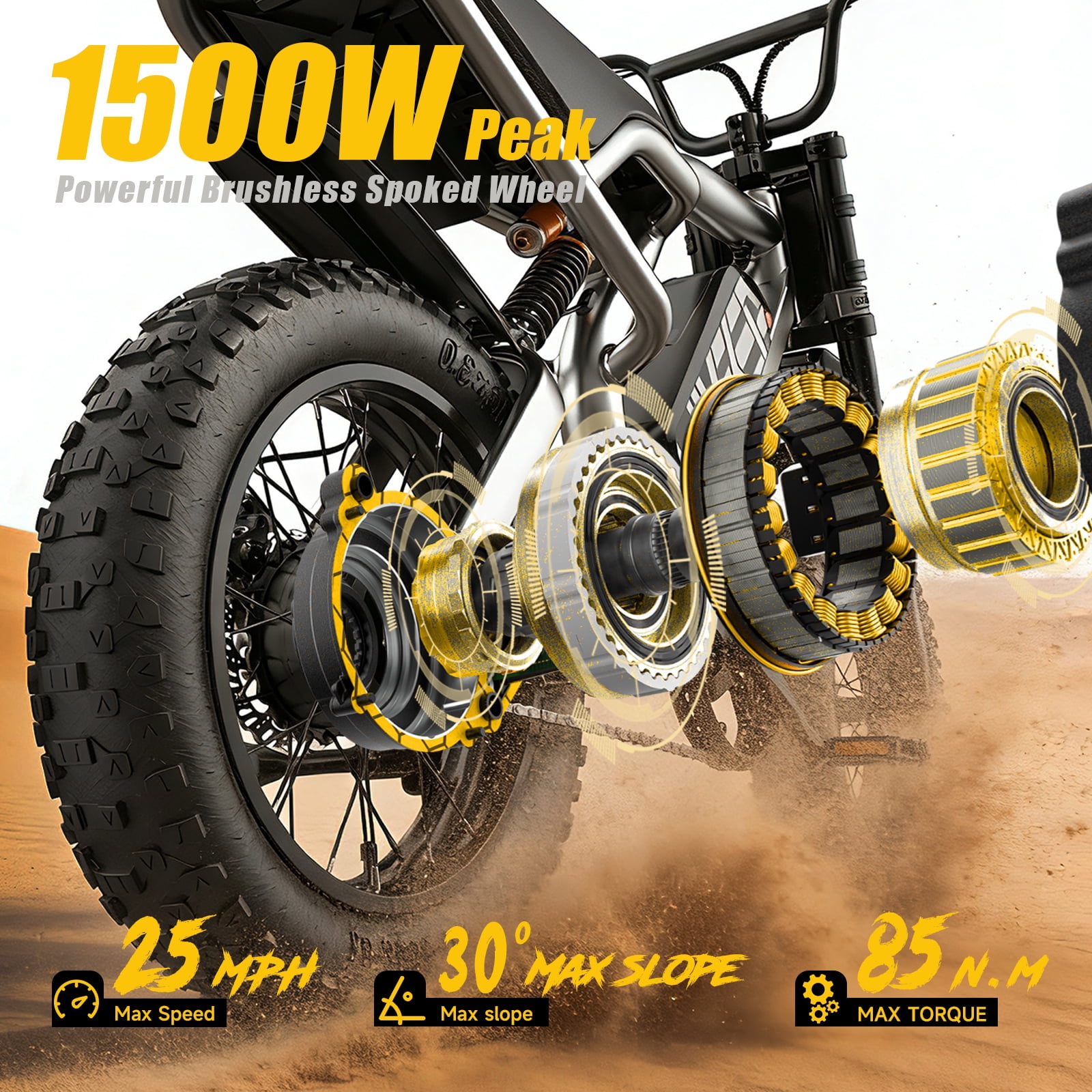 Electric Bike for Teenagers, Ages 7+ with 750W Brushless Motor, 16" Fat Tire, 19.8 MPH Electric Mountain Bicycle with Removable Battery, UL2849