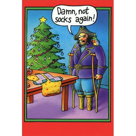 Nobleworks Pirate Peg Leg Socks Stan Eales Humorous / Funny Christmas Card