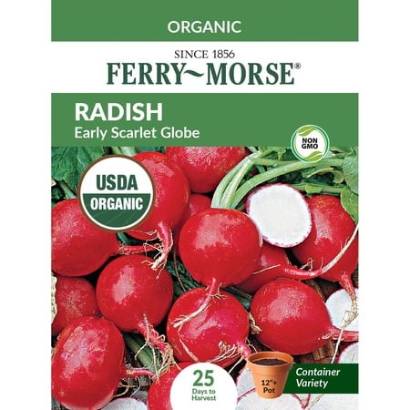 Ferry-Morse Organic 1.1G Radish Early Scarlet Globe Annual Vegetable Seeds, Full Sun