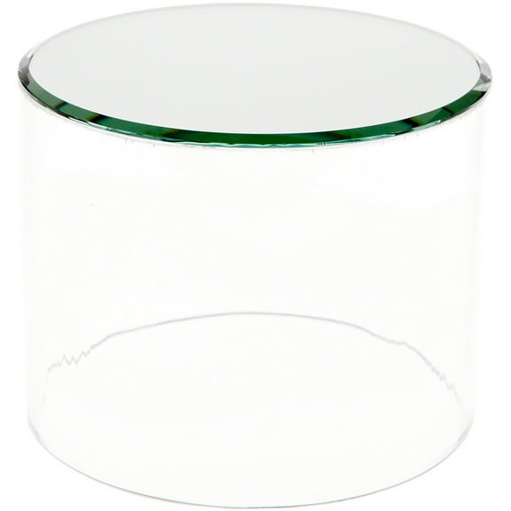 Plymor Clear Acrylic Cylinder Display Riser with Mirror Top, 4" H x 5" D