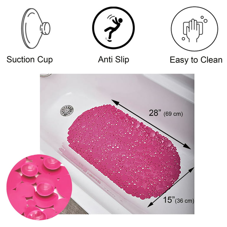 Evideco Non-Skid Bathroom Oval Bubbles Shower Mat, Clear