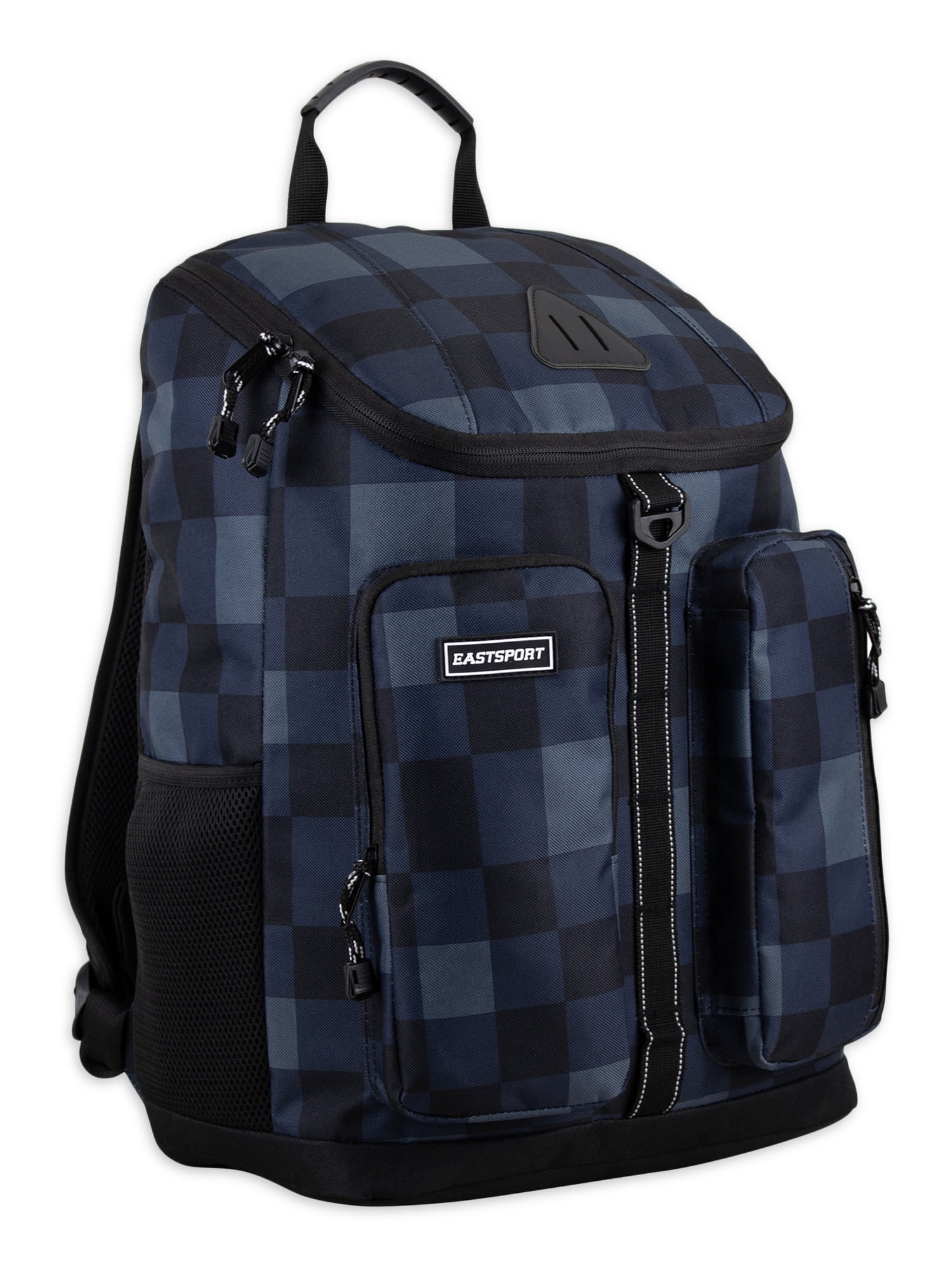 Eastsport Unisex Theo Top Loader Backpack, Blue Black Plaid