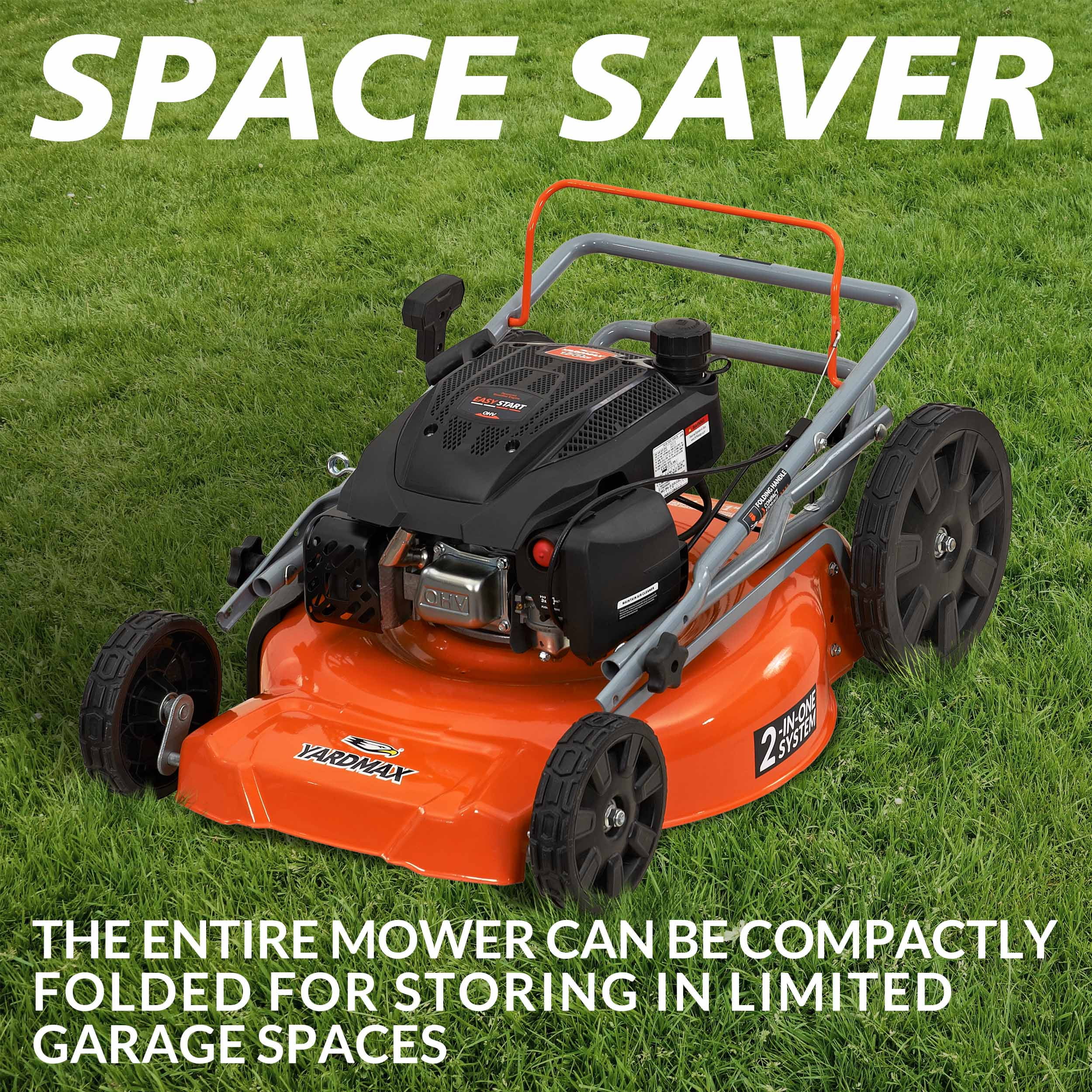 Yard Max 21 in. 170cc 2-in-1 Gas Walk Behind Push Lawn Mower with High Rear Wheels
