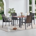 thumbnail image 4 of Vicllax 38" Square Outdoor Patio Dining Table for 4 Metal Modern Style for Garden Deck,Walnut(1piece), 4 of 10