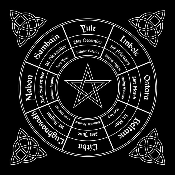 Mantel de Tarot con cielo estrellado psicodélico, tela de Altar, Triple Luna, pentagramas, rueda del zodiaco, astrología, Mandala, tapiz de Tarot. Fivean unisex