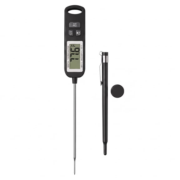 VOLIVO Digital Meat Thermometer, Long Probe with Instant Read, Waterproof LCD, Magnetic & Hanging, for Cooking, Candy, BBQ, Black