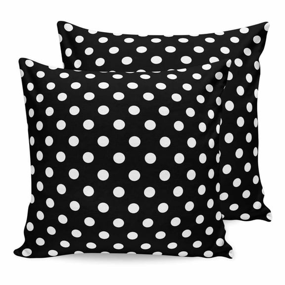 Pillow Covers 18x18 Set of 2, Black White Polka Dots Throw Pillow Covers Decorative Couch Cushion Cover, Modern Abstract Art Circle Microfiber Soft Square Pillowcases for Bedroom Living Room Sofa