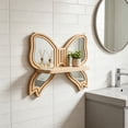 thumbnail image 4 of Cififendec Butterfly Shaped Wood Mirror Floating Shelf, 12.99"×11.61", Wall Mount Plant Display Rack for Nursery Bedroom Boho Wall Decor, 4 of 5