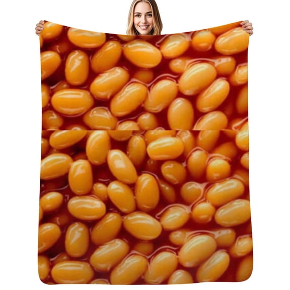 Baked Beans Flannel Blanket Warm Soft Bedding Throws Winter Camping Chair Sofa Bed