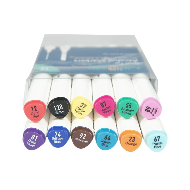 Hello Hobby Dual-Tip Calligraphy Art Markers, Multicolor, 12 Count