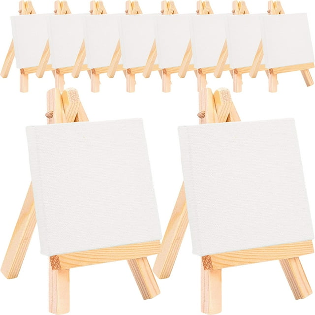 KAKOWELY 18 Sets Delicate Mini Easels Multi-function Painting Canvases Decorative Canvas Easels,4.92"X2.95"X0.79"