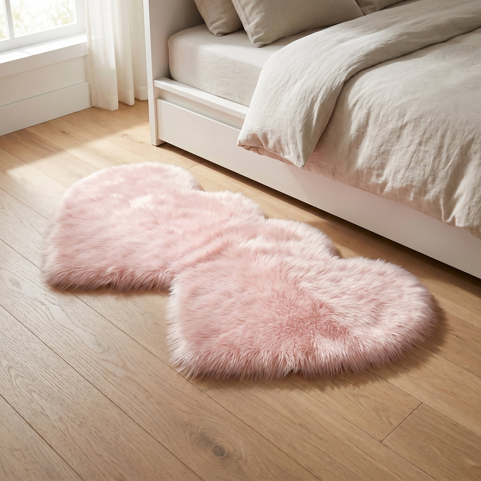 Unique Bargains Soft Fluffy Non Slip Narrow Fuzzy Shaggy Area Rug 28" x 14" Light Pink