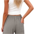 thumbnail image 6 of Lovzfmll Wide Leg Pants for Women, Linen Solid Color Button Elastic Waist with Pockets, Casual Summer Bottoms Gray, XL, 6 of 7